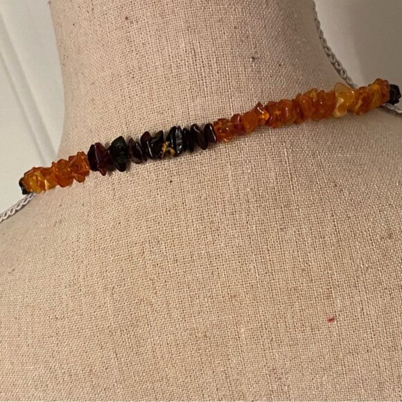 NECKLACE AMBER CHIPS HONEY GOLD AND CHERRY RED RUSTIC NATURAL BALTIC 24” - Picture 6 of 9